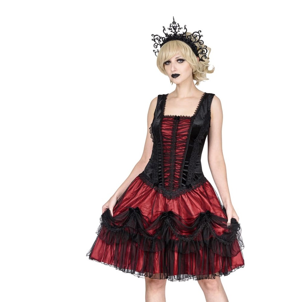 Sinister - 1277 Mini jurk - Zwart/Bordeaux rood